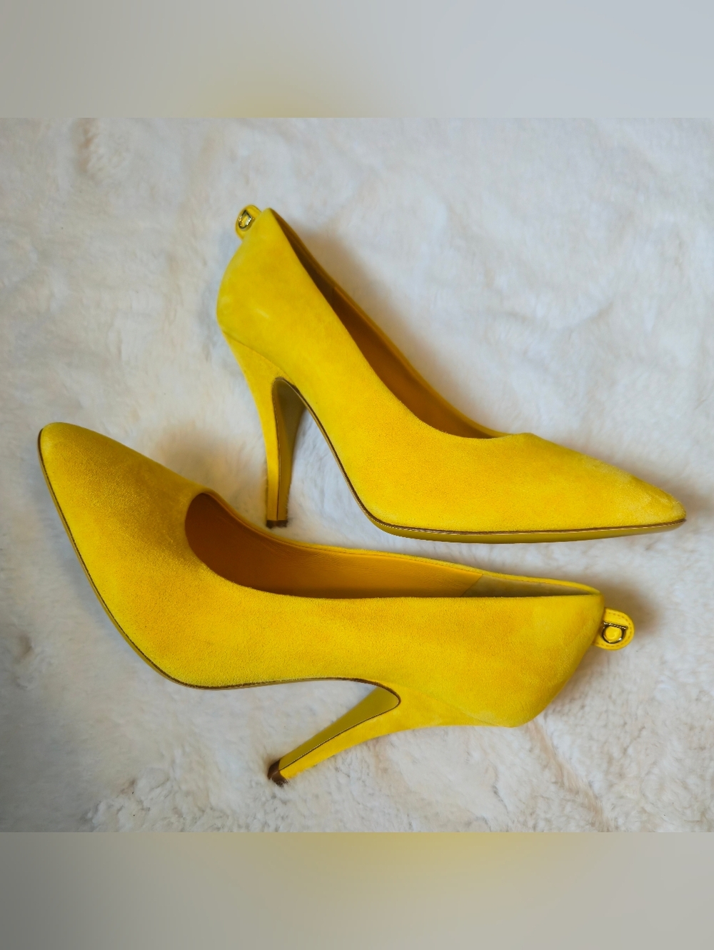 Salvatore Ferragamo Yellow Suede Heels/Pumps
